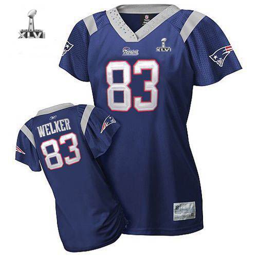 Women New England Patriots #83 Wes Welker 2012 Super Bowl XLVI Jersey DK blue