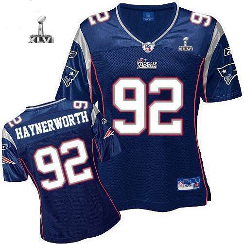 Women New England Patriots #92 Albert Haynesworth 2012 Super Bowl XLVI Dark Blue