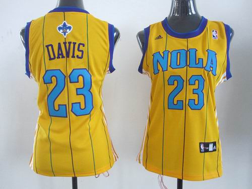 Women New Orleans Hornets 23# Anthony Davis Yellow Jersey