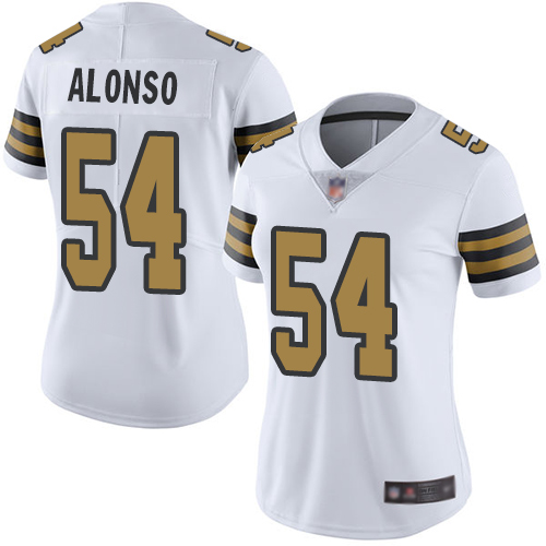 Women New Orleans Saints #54 Kiko Alonso White Vapor Untouchable Rush Limited Football Jersey