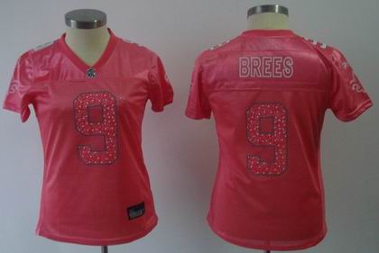 Women New Orleans Saints 9# Drew Brees red Sweetheart jersey