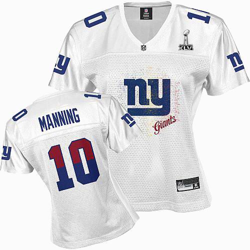 Women New York Giants #10 Eli Manning 2011 Fem Fan Jersey 2012 Super Bowl XLVI Jersey white