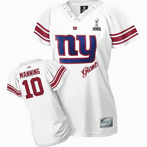 Women New York Giants #10 Eli Manning 2011 Women Field Flirt 2012 Super Bowl XLVI Jersey White