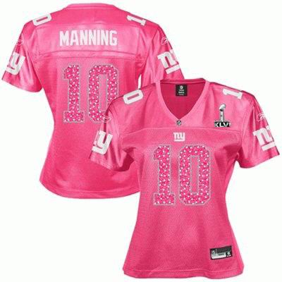 Women New York Giants #10 Eli Manning Sweetheart 2012 Super Bowl XLVI Jersey Pink