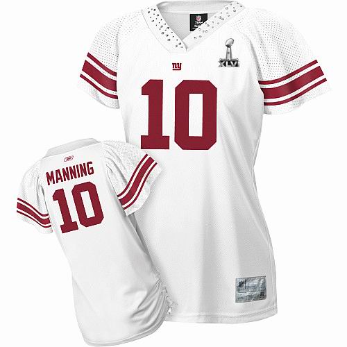 Women New York Giants #10 Eli Manning Women Field Flirt Fashion 2012 Super Bowl XLVI Jersey White