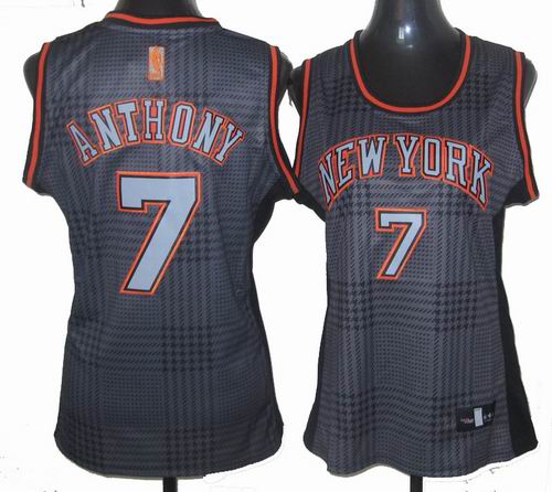 Women New York Knicks 7# Carmelo Anthony black Rhythm Fashion Swingman Jersey