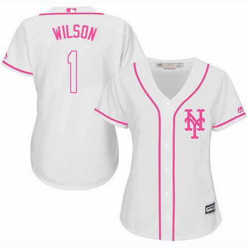 Women New York Mets #1 Mookie Wilson white Fashion Jersey