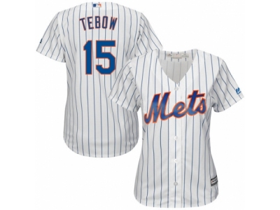 Women New York Mets #15 Tim Tebow Majestic White Jersey
