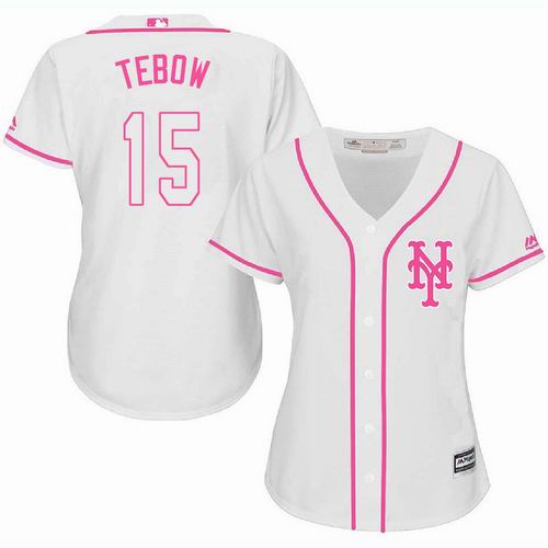 Women New York Mets #15 Tim Tebow white Fashion Jersey