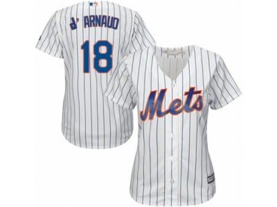 Women New York Mets #18 Travis d'Arnaud White Jersey