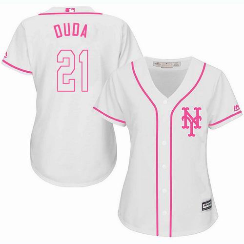 Women New York Mets #21 Lucas Duda white Fashion Jersey