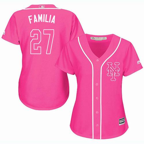 Women New York Mets #27 Jeurys Familia Pink Fashion Jersey