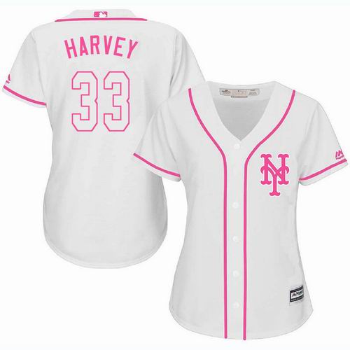Women New York Mets #33 Matt Harvey white Fashion Jersey