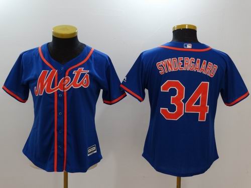 Women New York Mets #34 Noah Syndergaard blue Jersey