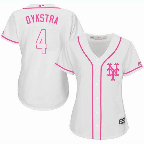 Women New York Mets #4 Lenny-Dykstra white Fashion Jersey