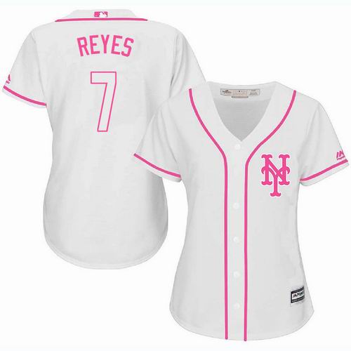 Women New York Mets #7 Jose Reyes white Fashion Jersey