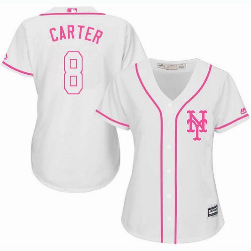 Women New York Mets #8 Gary Carter white Fashion Jersey
