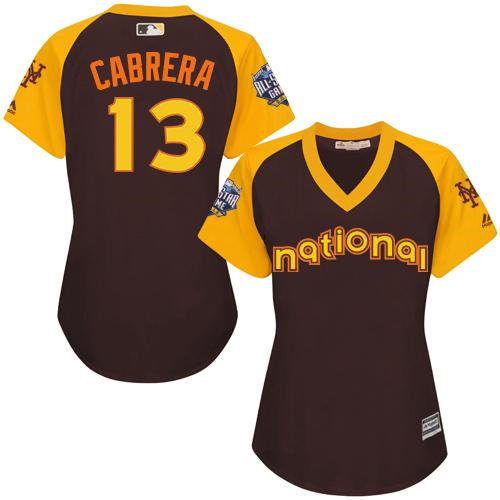 Women New York Mets 13 Asdrubal Cabrera Brown 2016 All-Star National League Baseball Jersey