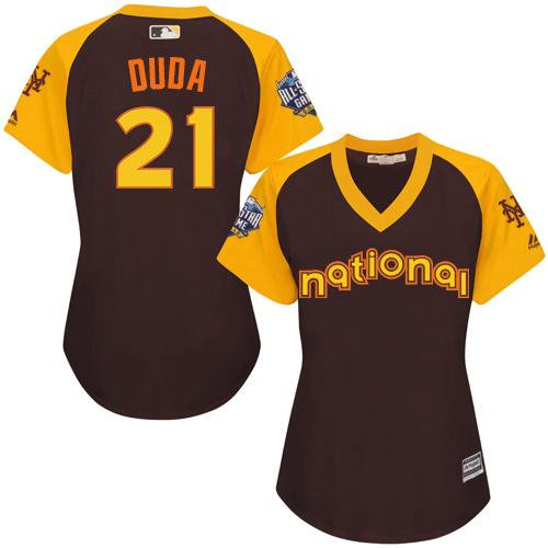 Women New York Mets 21 Lucas Duda Brown 2016 All-Star National League Baseball Jersey