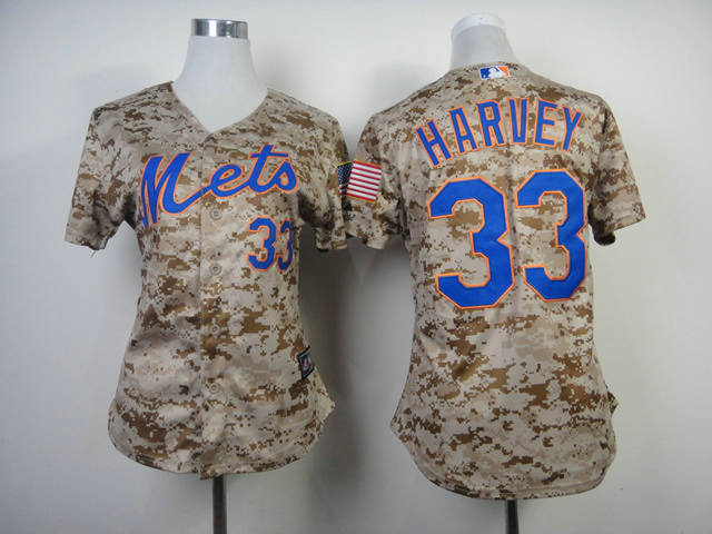Women New York Mets 33 Matt Harvey Camo Cool Base MLB Jersey