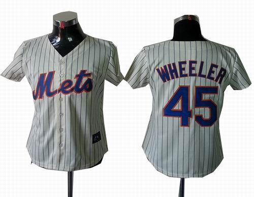 Women New York Mets 45# Zack Wheeler Cool Base cream strip Jersey