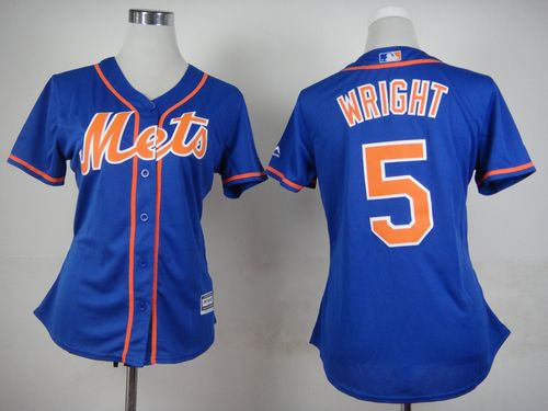 Women New York Mets 5 David Wright Blue Alternate Baseball Jersey