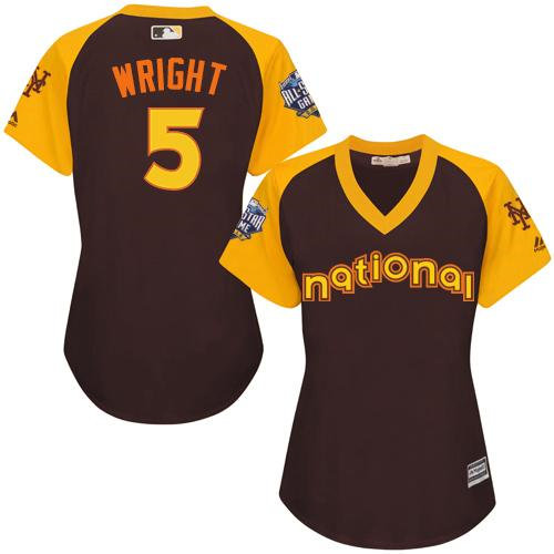Women New York Mets 5 David Wright Brown 2016 All-Star National League Baseball Jersey