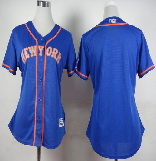 Women New York Mets Blank Blue Alternate Road Baseball Jersey