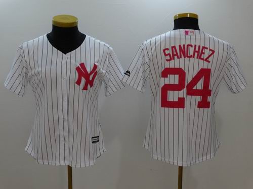 Women New York Yankees #24 Gary Sanchez white Mother's Day Jersey
