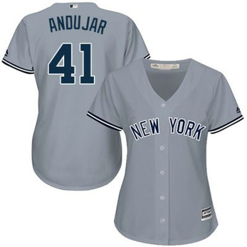 Women New York Yankees #41 Miguel Andujar Gray Baseball Jersey