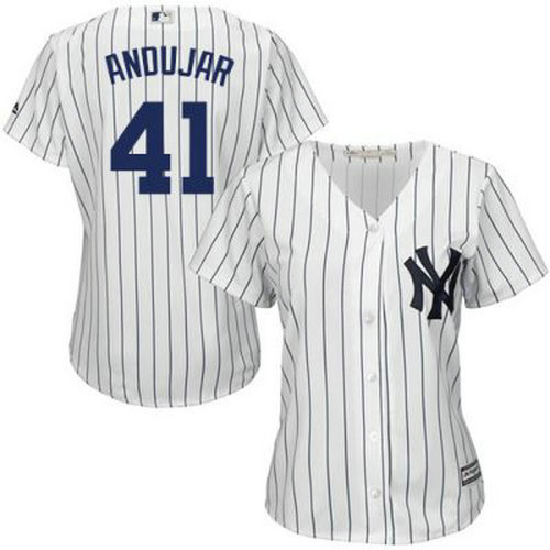 Women New York Yankees #41 Miguel Andujar White Baseball Jersey