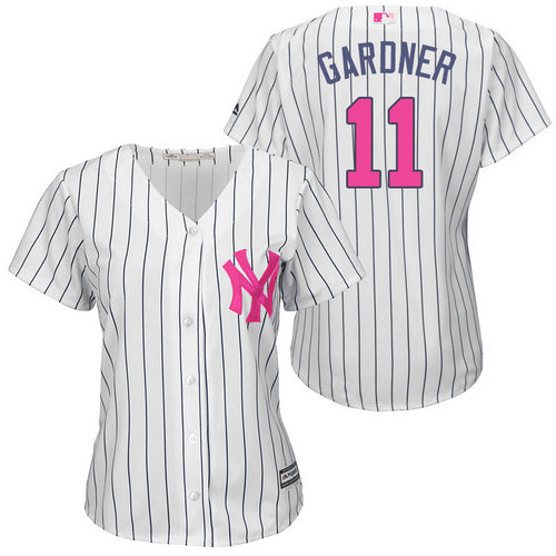 Women New York Yankees 11 Brett Gardner White Home 2016 Mother-s Day Cool Base Jersey