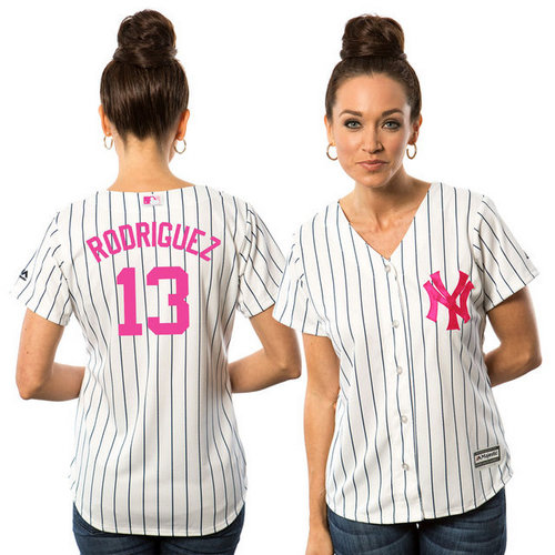 Women New York Yankees 13 Alex Rodriguez White Home 2016 Mother-s Day Cool Base Jersey