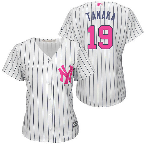 Women New York Yankees 19 Masahiro Tanaka White Home 2016 Mother-s Day Cool Base Jersey