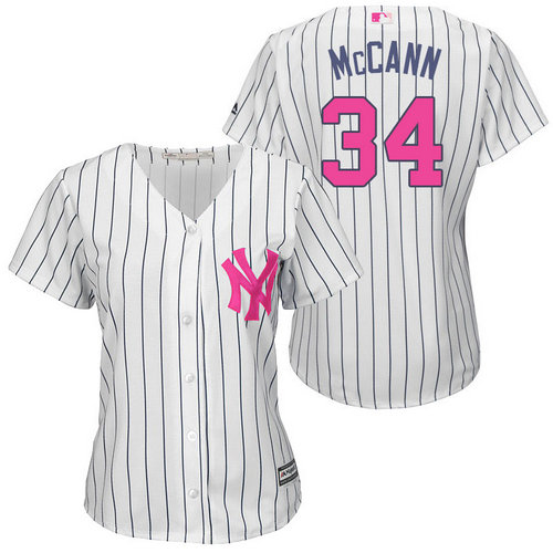 Women New York Yankees 34 Brian McCann White Home 2016 Mother-s Day Cool Base Jersey