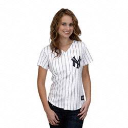 Women New York Yankees blank white blue strip Jersey