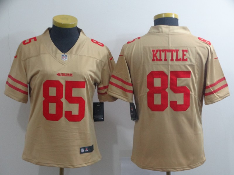 Women Nike 49ers 85 George Kittle Cream Women Inverted Legend Limited Jersey