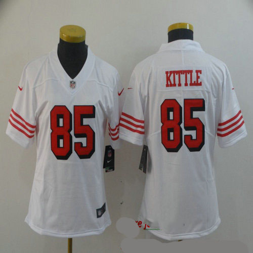 Women Nike 49ers 85 George Kittle White Women Color Rush Vapor Untouchable Limited Jersey