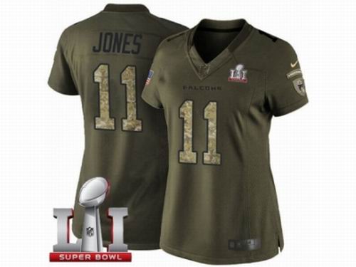 Women Nike Atlanta Falcons #11 Julio Jones Limited Green Salute to Service Super Bowl LI 51 Jersey