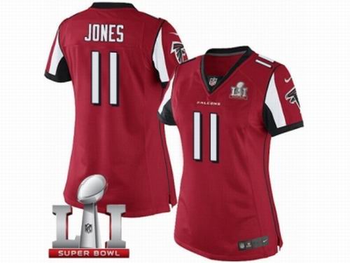 Women Nike Atlanta Falcons #11 Julio Jones Limited Red Team Color Super Bowl LI 51 Jersey