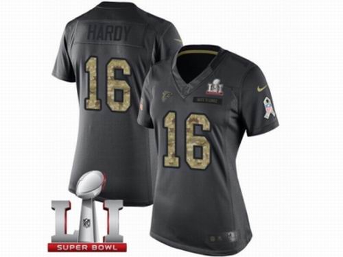 Women Nike Atlanta Falcons #16 Justin Hardy Limited Black 2016 Salute to Service Super Bowl LI 51 Jersey