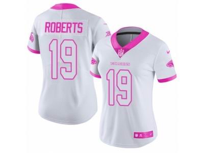 Women Nike Atlanta Falcons #19 Andre Roberts Limited White Pink Rush Fashion NFL Jersey