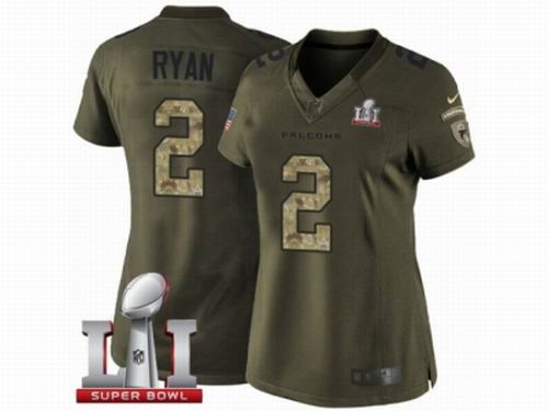 Women Nike Atlanta Falcons #2 Matt Ryan Limited Green Salute to Service Super Bowl LI 51 Jersey