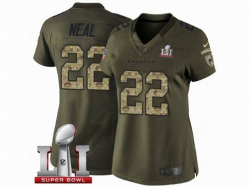 Women Nike Atlanta Falcons #22 Keanu Neal Limited Green Salute to Service Super Bowl LI 51 Jersey
