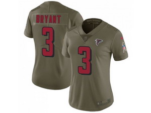 Women Nike Atlanta Falcons #3 Matt Bryant Olive Stitched NFL Limited 2017 Salute to Service Jersey