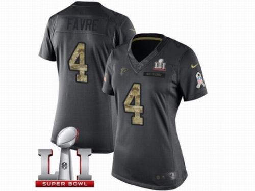 Women Nike Atlanta Falcons #4 Brett Favre Limited Black 2016 Salute to Service Super Bowl LI 51 Jersey