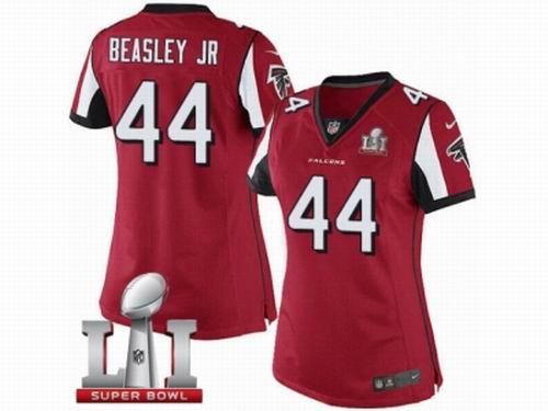 Women Nike Atlanta Falcons #44 Vic Beasley Limited Red Team Color Super Bowl LI 51 Jersey