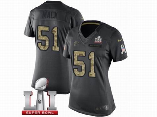 Women Nike Atlanta Falcons #51 ex Mack Limited Black 2016 Salute to Service Super Bowl LI 51 Jersey