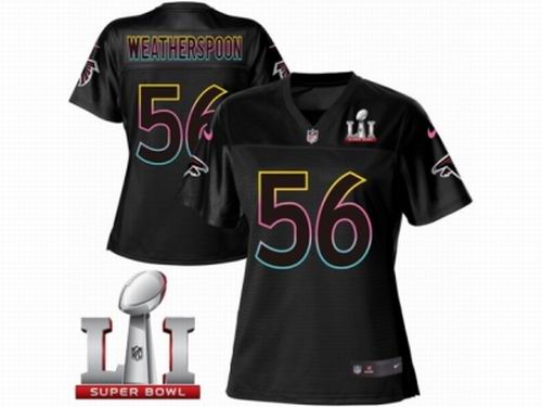 Women Nike Atlanta Falcons #56 Sean Weatherspoon Game Black Fashion Super Bowl LI 51 Jersey