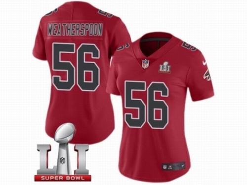 Women Nike Atlanta Falcons #56 Sean Weatherspoon Limited Red Rush Super Bowl LI 51 Jersey